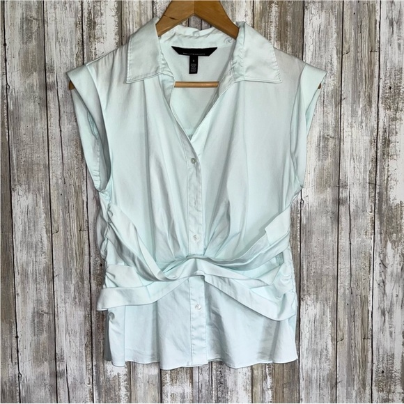 White House Black Market Tops - White House Black Market Light Blue Crossover Poplin Blouse